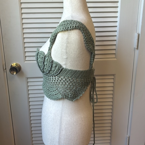Dollskilk crochet sea shell sage green top size large - Picture 2 of 5